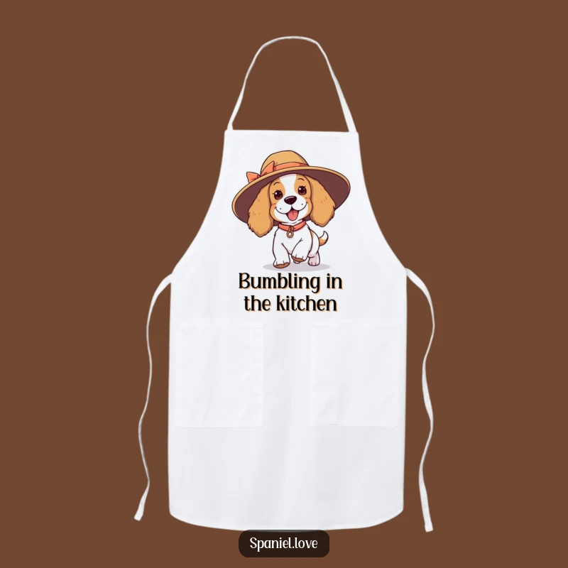 Funny Spaniel Tripping Hat Apron - Playful Kitchen Mishap, Humorous Chef Gift