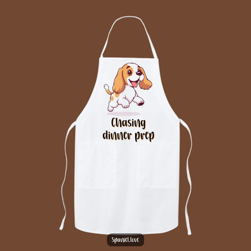 Funny Spaniel Tail Chase Apron: Kitchen Fun, Floppy Ear Chef Gift