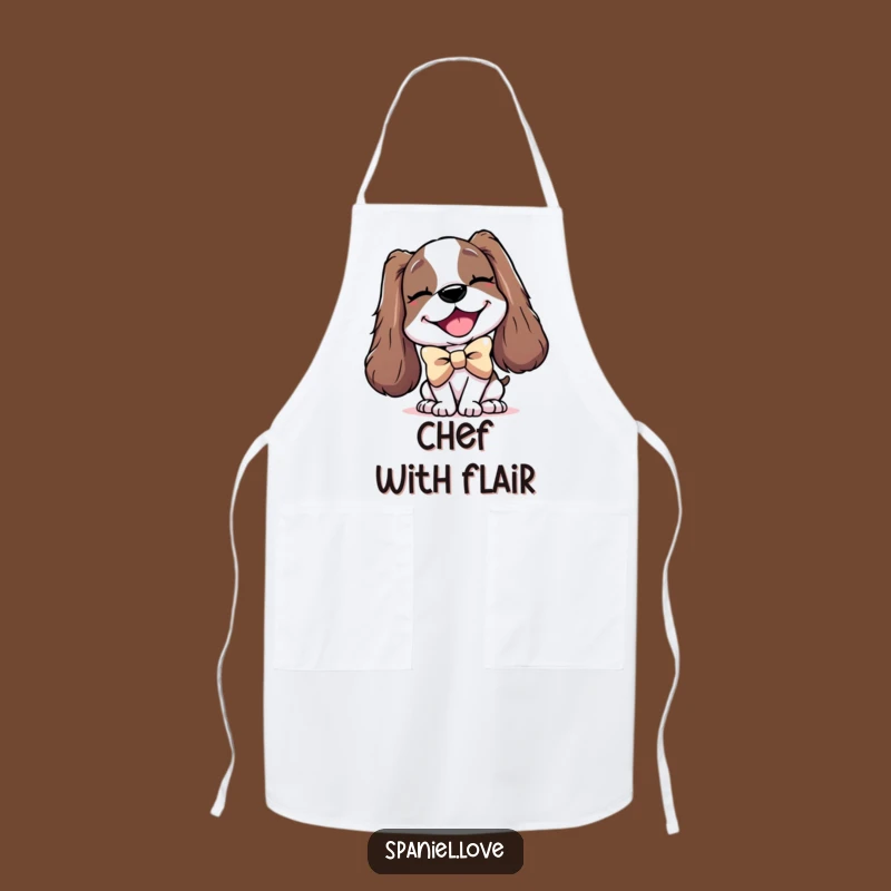 Funny Spaniel Bowtie Apron: Cook with Class in a Dapper Pup's Style.