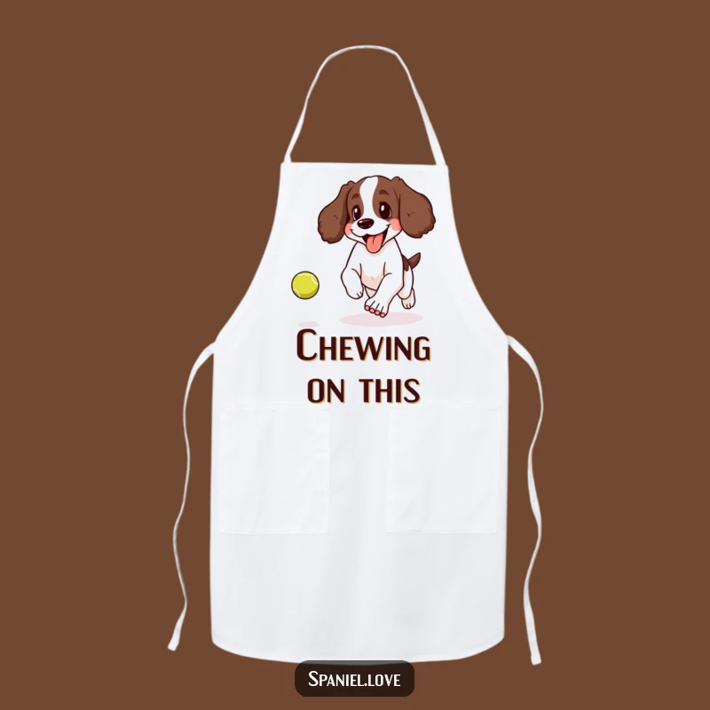 Funny Spaniel Tennis Ball Apron: Cook with Happy Dog Energy!