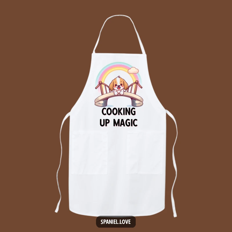 Funny Spaniel Rainbow Apron: Cook with Magic in a Smiling Pup's Style.