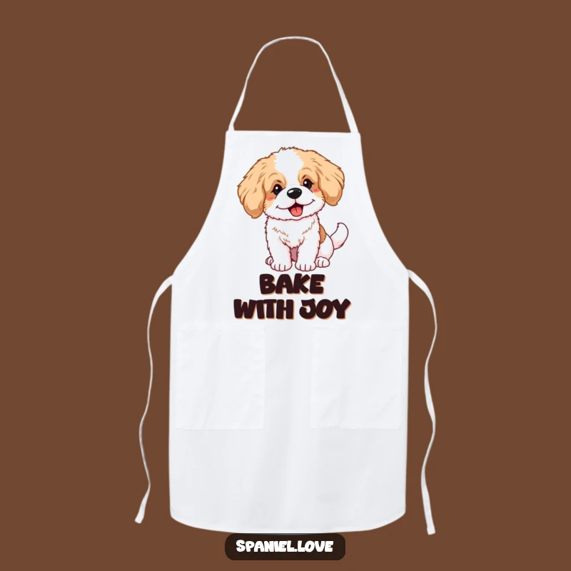 Funny Fluffy Spaniel Puppy Big Ears Wagging Tail Apron: Kitchen Fun
