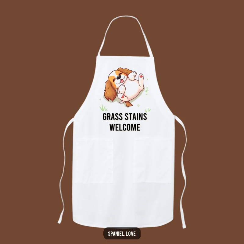 Funny Rolling Spaniel Apron: Cook Up Fun with Canine Ecstasy