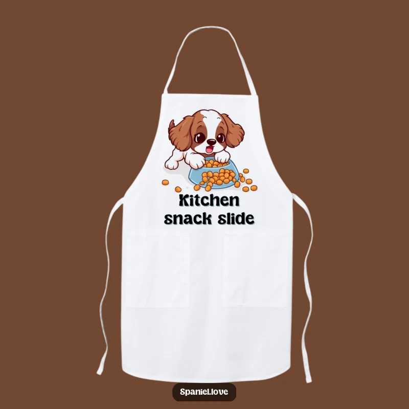 Funny Spaniel Apron: Kibble Slide Mishap, Kitchen Humor Gift