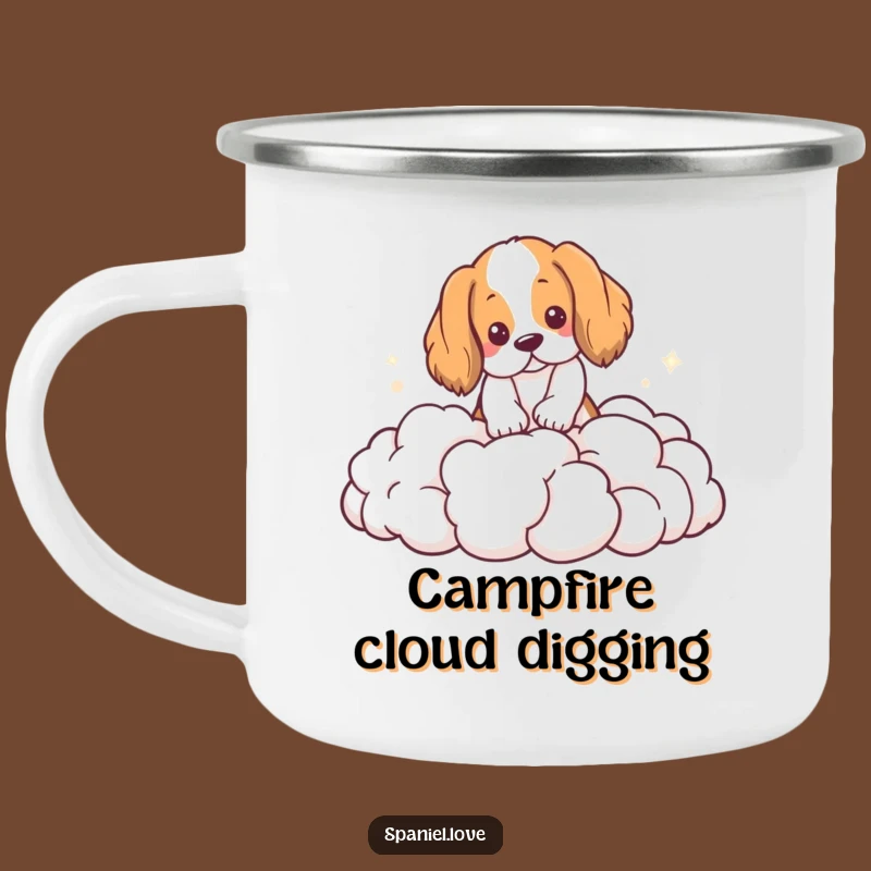 Funny Spaniel Cloud Digging Camping Mug: Dreamy Adventures Start Here