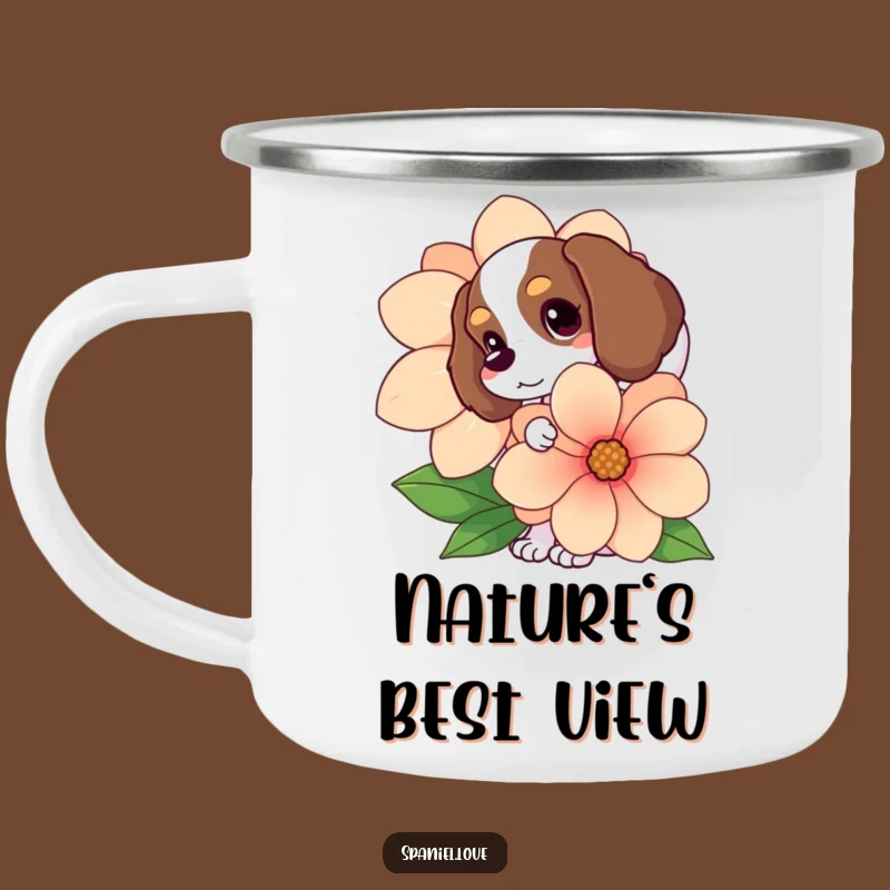 Durable Funny Spaniel Flower Peek Camping Mug: Outdoor Dog Gift