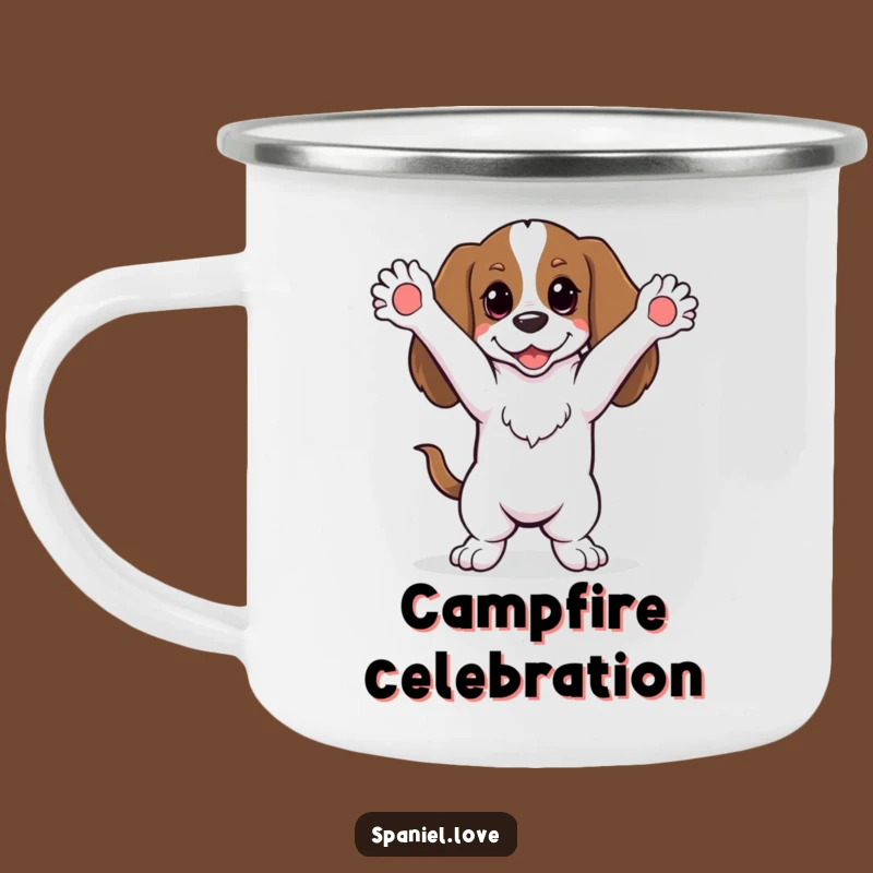Funny Dancing Spaniel Camping Mug: Adventure Fuelled by Canine Moves