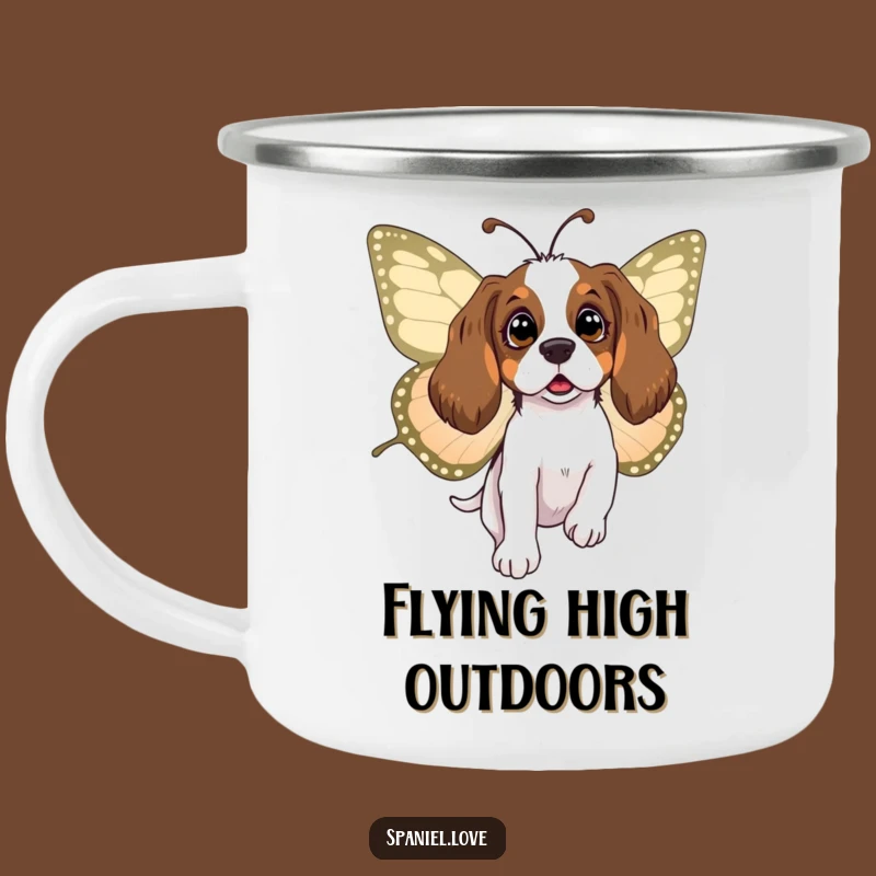 Funny Spaniel Butterfly Camp Mug: Whimsical Sips for Your Adventures!