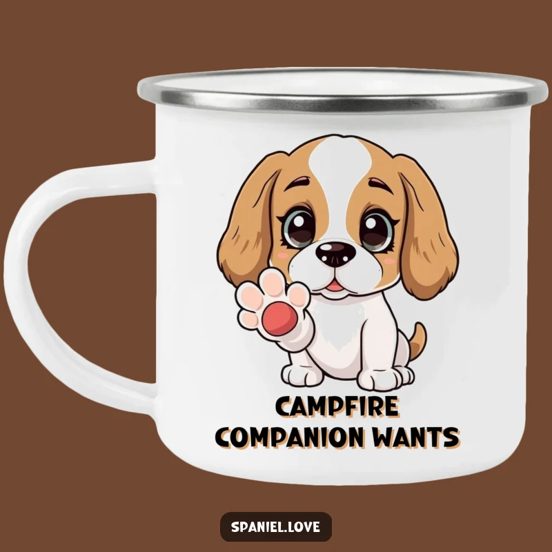 Funny Spaniel Paw Friend Camping Mug: Adoring Eyes for Warm Sips