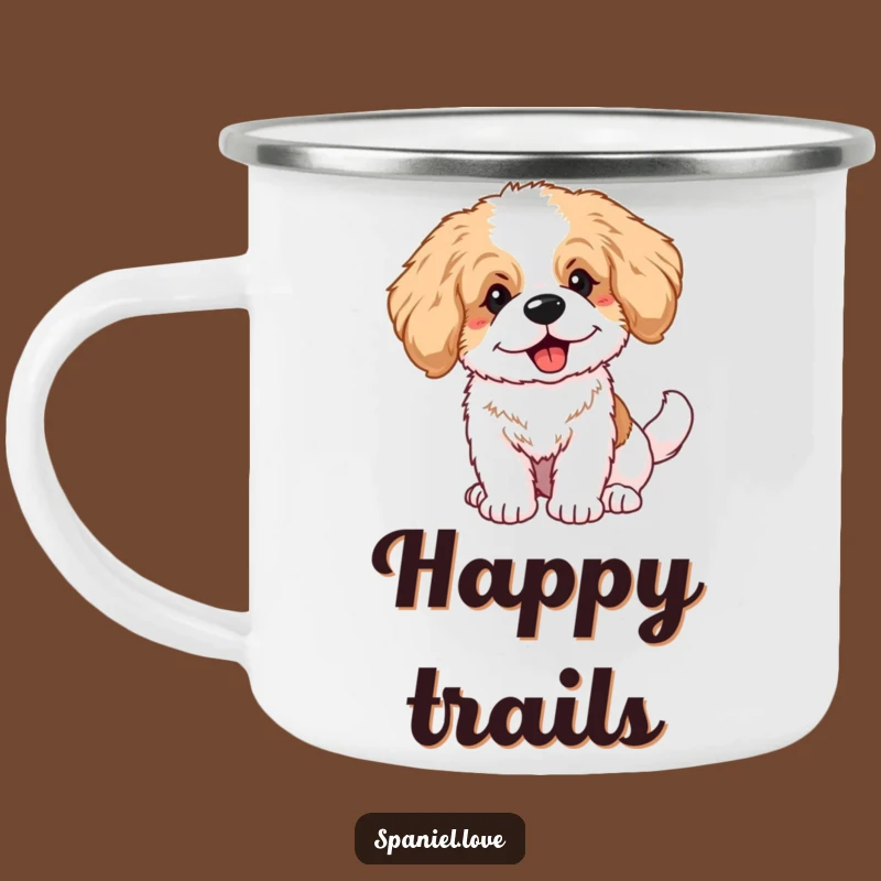 Funny Fluffy Spaniel Puppy Big Ears Wagging Tail Camping Mug: Outdoor Joy