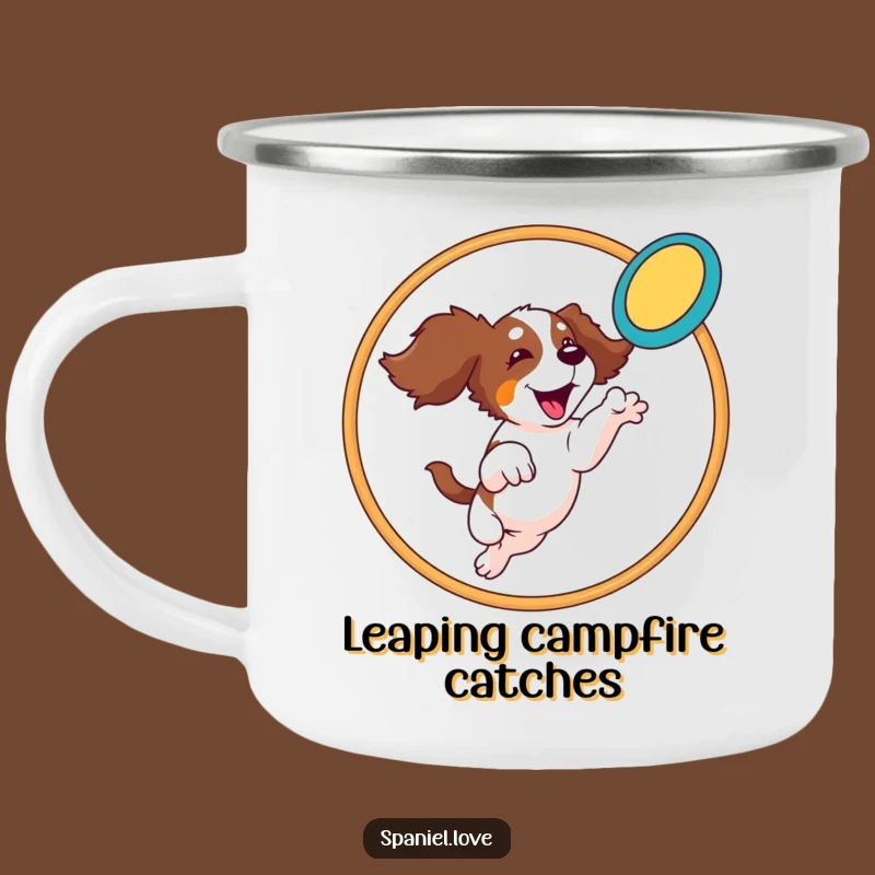 Funny Spaniel Hoop Leap Camping Mug: Your Athletic Trail Companion