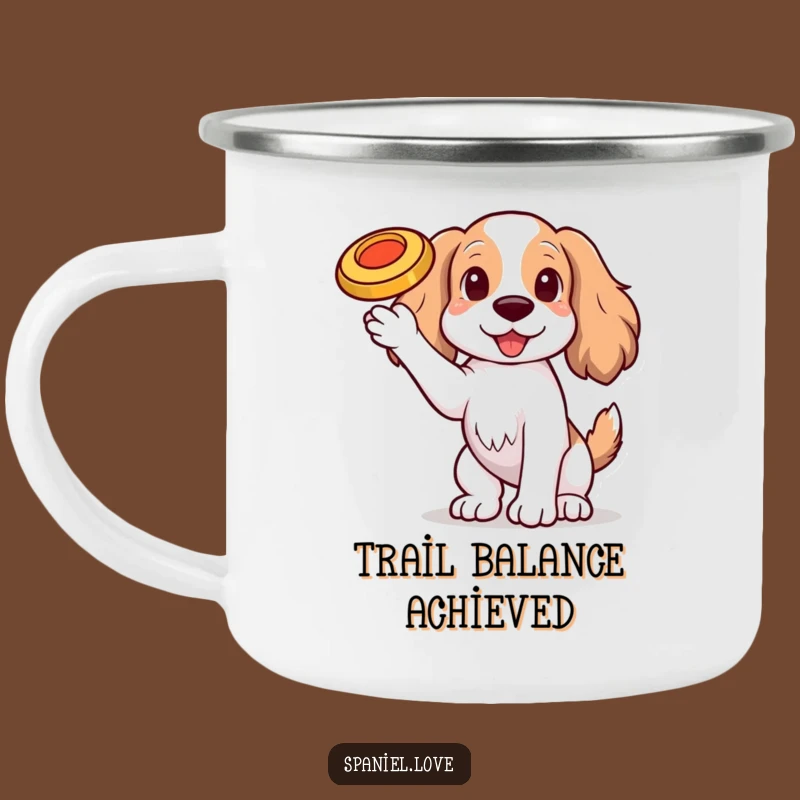 Funny Spaniel Frisbee Camping Mug: Durable Dog Skill, Outdoor Funny Gift
