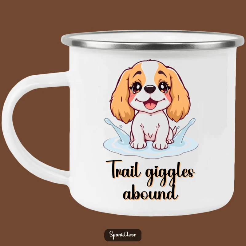Funny Spaniel Giggling Puddle Camping Mug: Adventure Fuel for Happy Souls