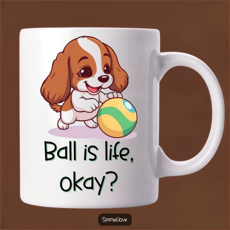 Funny Mischievous Spaniel Dog Nudging Ball Mug - Perfect Gift for Dog Lovers