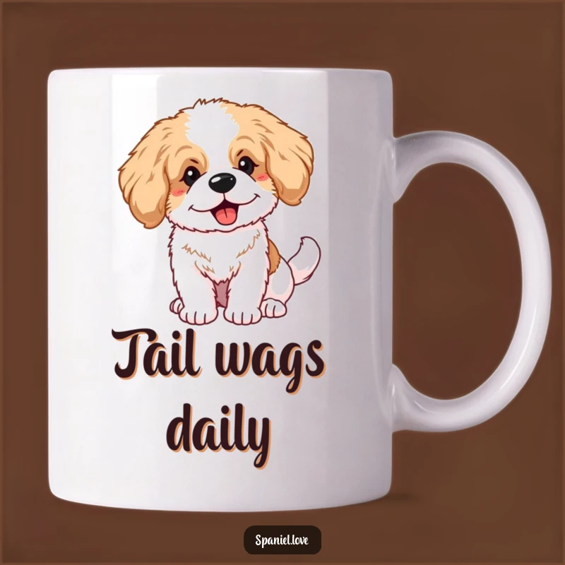 Funny Fluffy Spaniel Puppy Big Ears Wagging Tail Mug: Adorable Gift