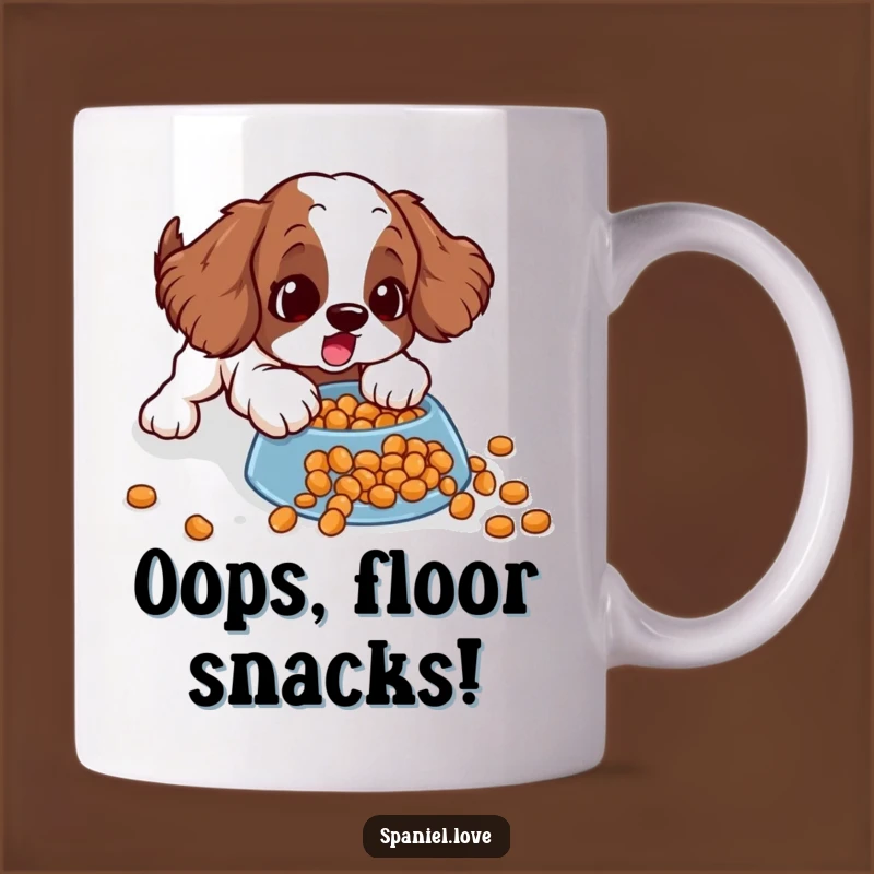 Funny Kibble Slide Spaniel Mug: Surprise Dog Mishap, Hilarious Gift