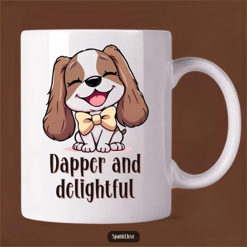 Funny Spaniel Bowtie Mug: Dapper Dog Gift for a Stylish Canine Companion.