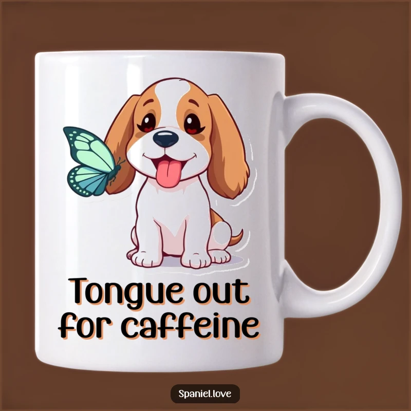 Funny Spaniel Butterfly Chase Mug: The Perfect Gift for a Goofy Dog Lover