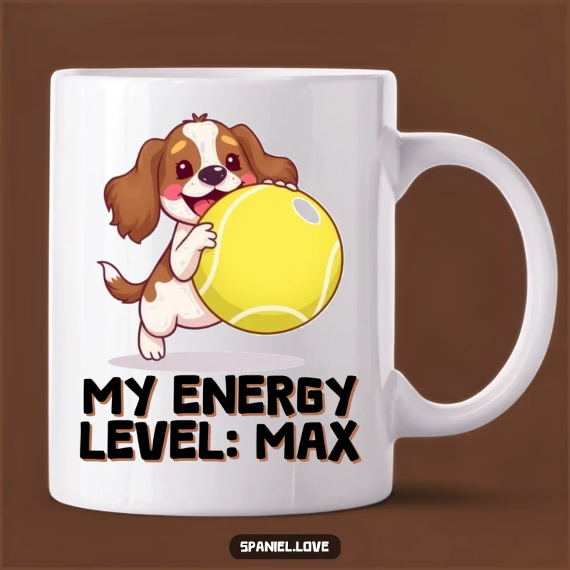 Funny Spaniel Tennis Ball Mug - Joyful Playtime Fun, Perfect Gift