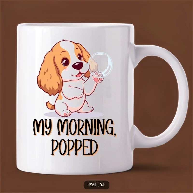 Funny Spaniel Pup Bubble Pawing Mug: Adorable Dog Lover Gift