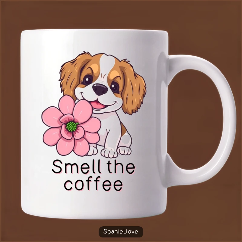 Funny Goofy Spaniel Giant Flower Sniffing Mug: Hilarious Gift