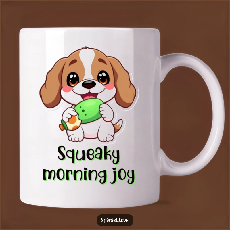 Funny Spaniel Squeaky Toy Mug: Happy Grin Dog Lover Gift