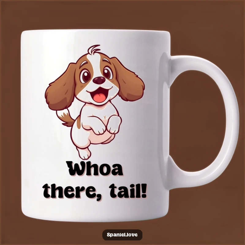 Funny Spaniel Tail Surprise Mug: A Hilarious Gift for Dog Lovers.