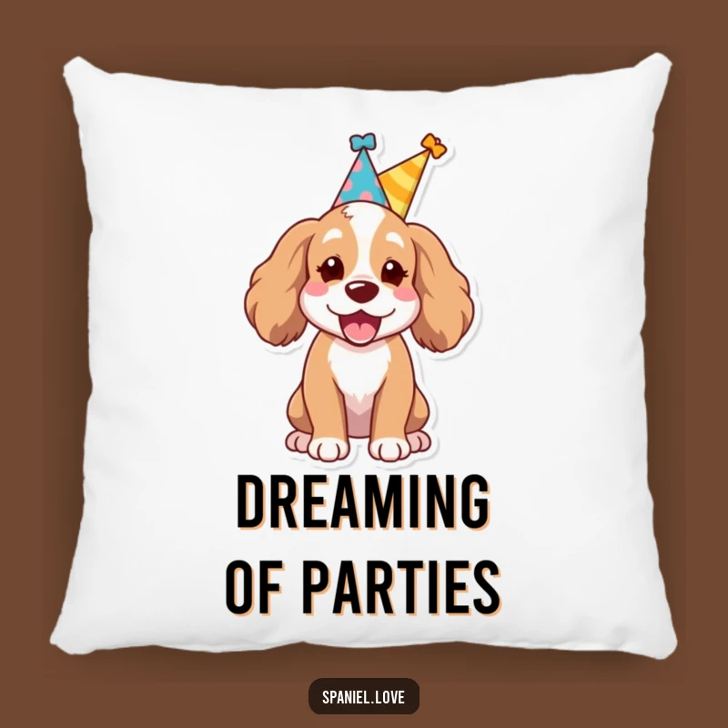 Funny Spaniel Party Pillow: Soft Celebration Cushion, Cozy Funny Gift