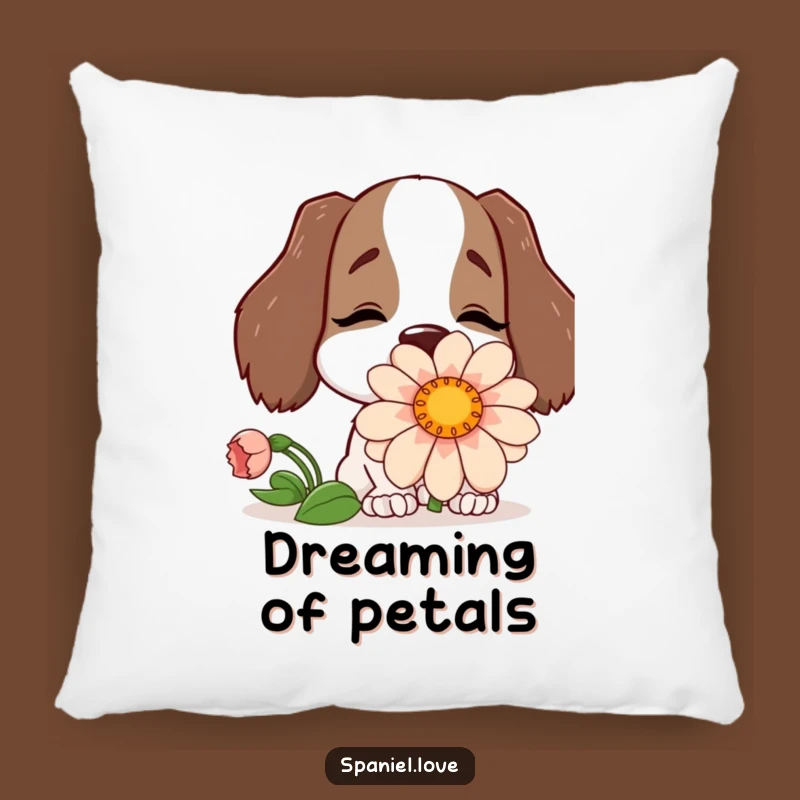 Funny Spaniel Flower Pillow: Cozy Comfort with a Happy Dog's Floral Bliss.