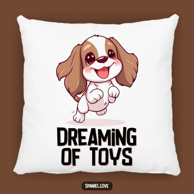 Funny Spaniel Playtime Pillow: Excited Wiggle Comfort for Cozy Fun