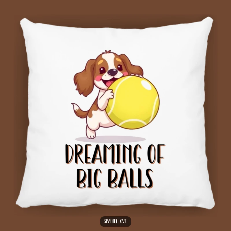 Funny Spaniel Tennis Ball Pillow - Cozy Joyful Play, Humorous Comfort