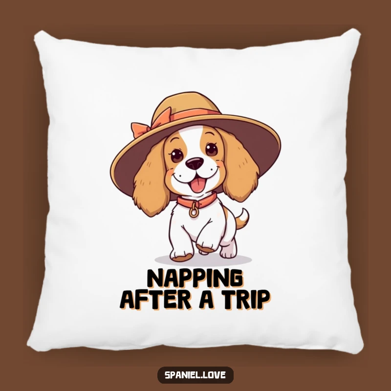 Funny Spaniel Tripping Hat Pillow - Cozy Playfulness, Humorous Comfort