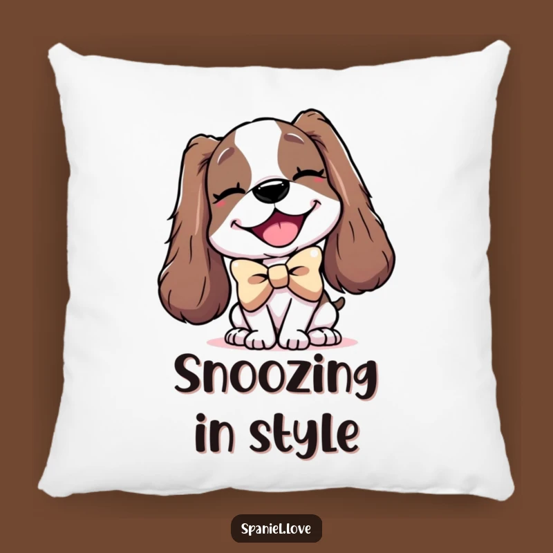 Funny Spaniel Bowtie Pillow: Dapper Comfort with a Winking Canine Friend.