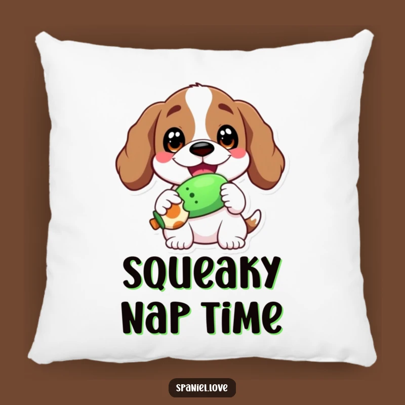Funny Spaniel Squeaky Toy Pillow: Cozy Grin, Happy Dog Comfort Gift
