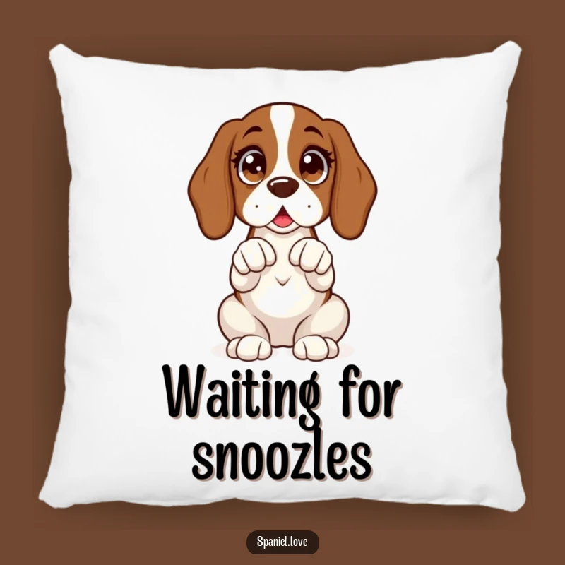 Funny Spaniel Expectant Throw Pillow: Cozy Comfort for Eager Pups!