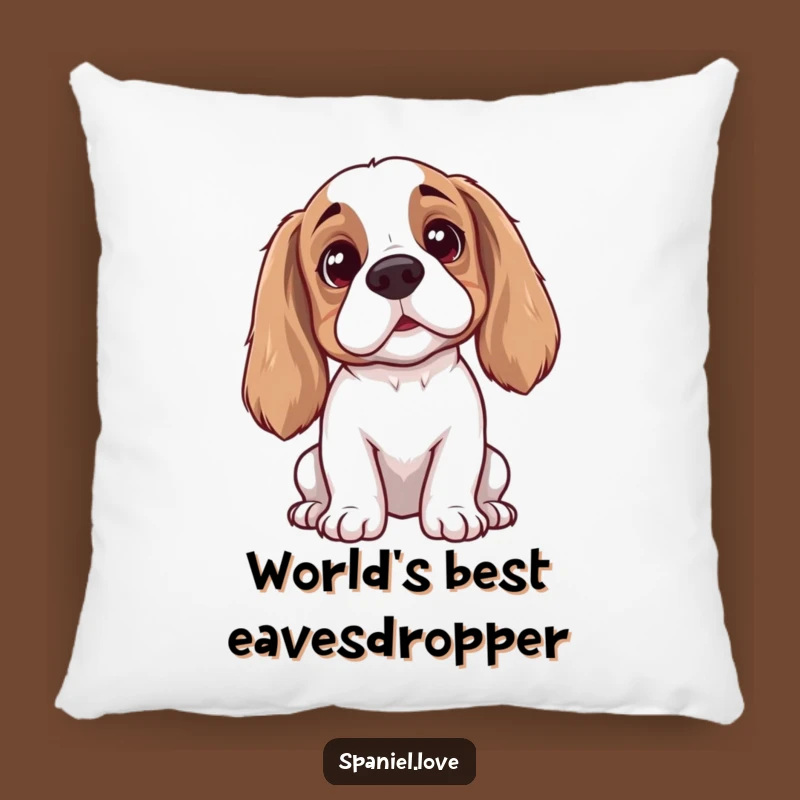 Funny Spaniel Listening Pillow: Cute Dog Accent Pillow for Cozy & Humorous Gift