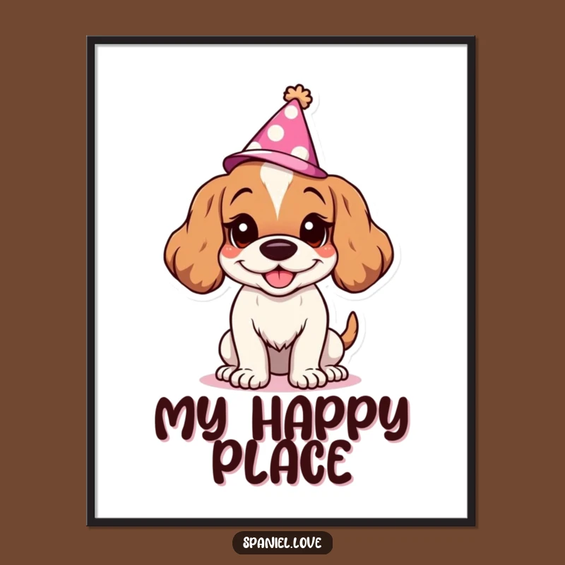Funny Spaniel Party Digital Art: Goofy Grin Print for Instant Joy