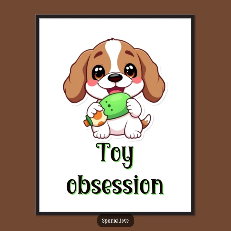 Funny Spaniel Squeaky Toy Digital Art: Instant Happy Grin Download