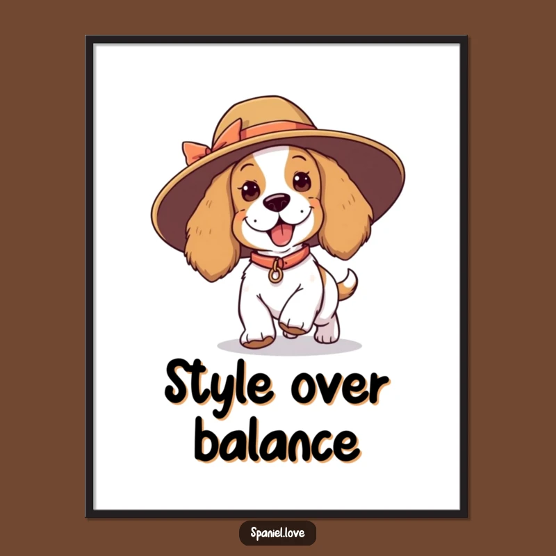 Funny Spaniel Tripping Hat Digital Art - Playful Decor, Instant Humor Download