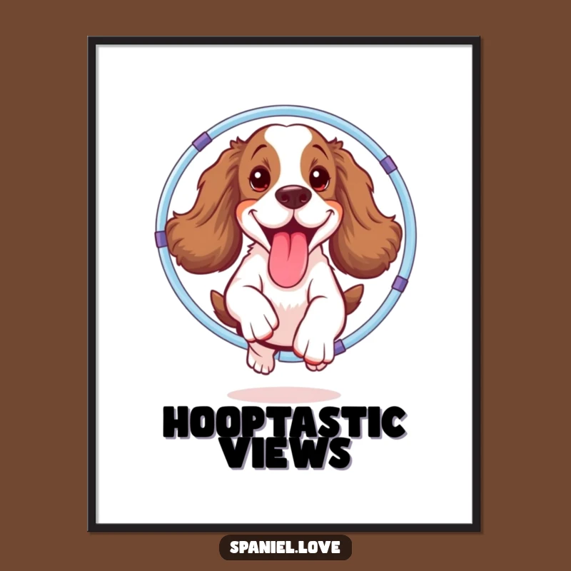 Funny Spaniel Hula Hoop Art Print: Instant Hilarious Doggy Decor!