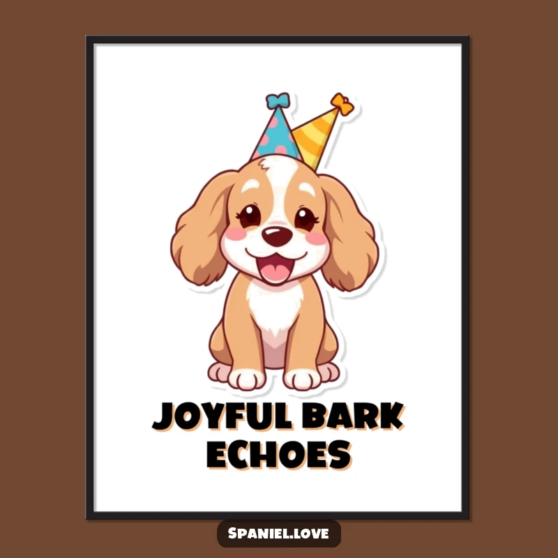 Funny Spaniel Party Digital Print: Instant Dog Celebration Art, Whimsical Funny Gift