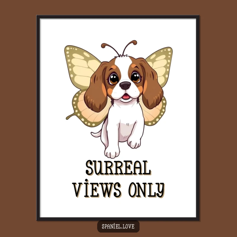 Funny Spaniel Butterfly Art Print: Instant Whimsical Wall Decor!
