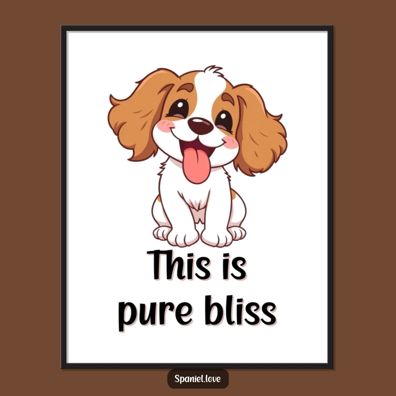 Funny Gleeful Spaniel Digital Art - Printable Spinning Dog Wall Decor, Instant Humorous Gift