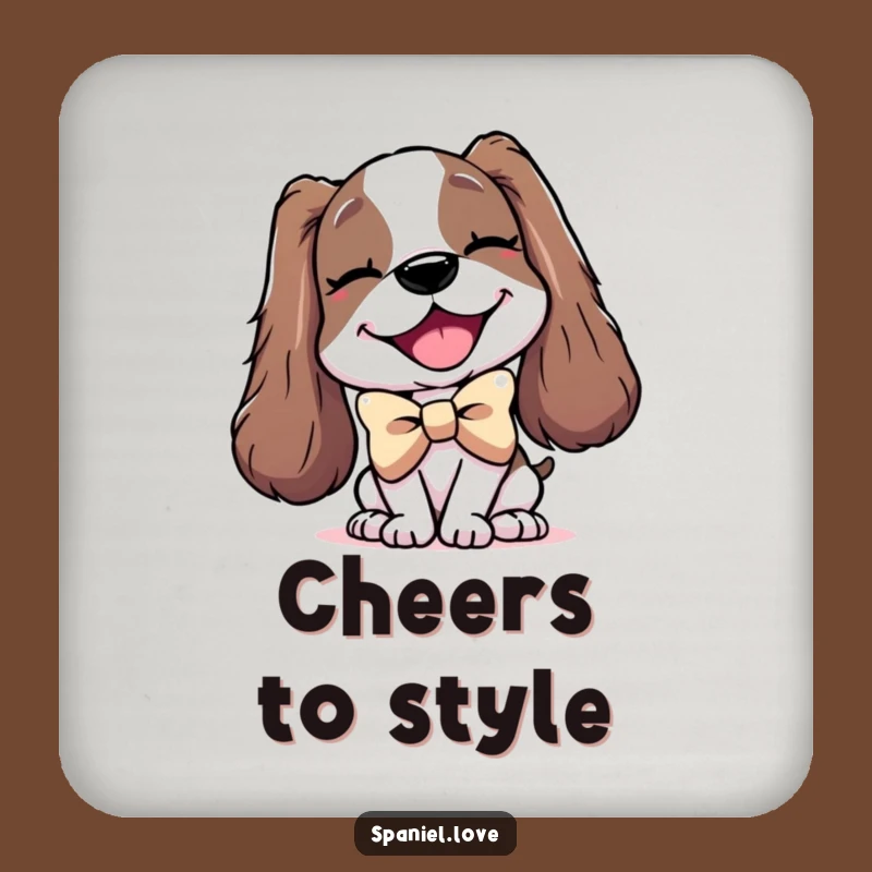 Funny Spaniel Bowtie Coaster: Protect Surfaces with Dapper Dog Charm.