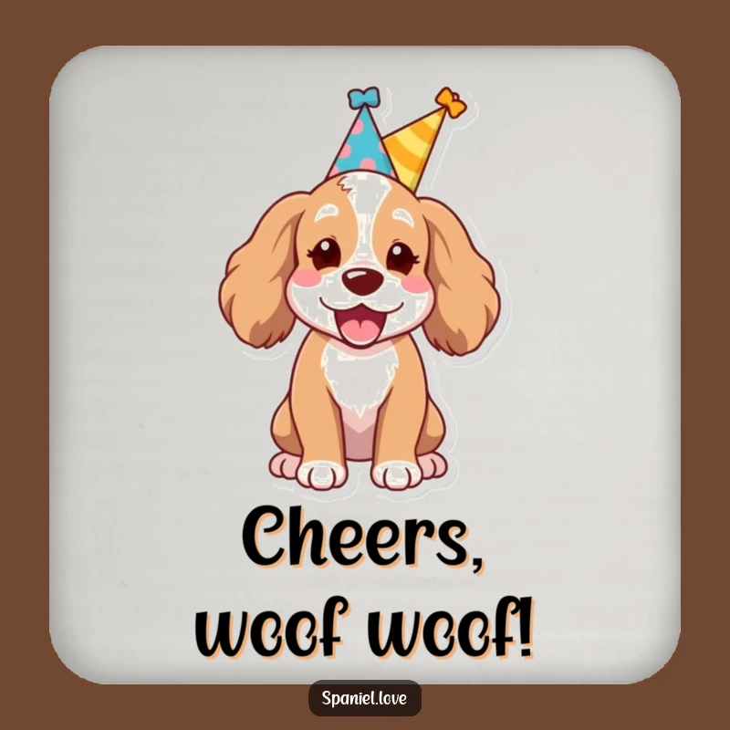 Funny Spaniel Party Coaster: Protect Surfaces with Dog's Cheer, Funny Gift