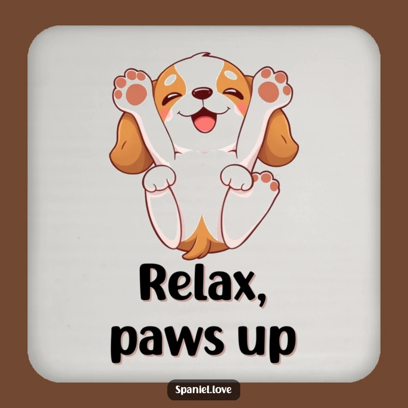 Funny Spaniel Back Roll Coaster: Happy Dog Paws Up Drink Protector