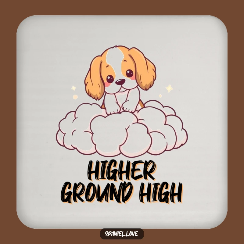 Funny Spaniel Cloud Digging Coaster: Protect Surfaces with Dreamy Dog Art