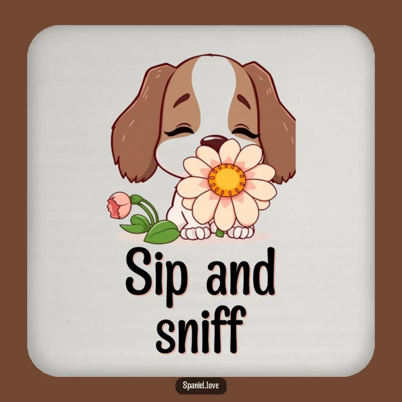 Funny Spaniel Flower Coaster: Protect Surfaces with Floral Doggy Charm.