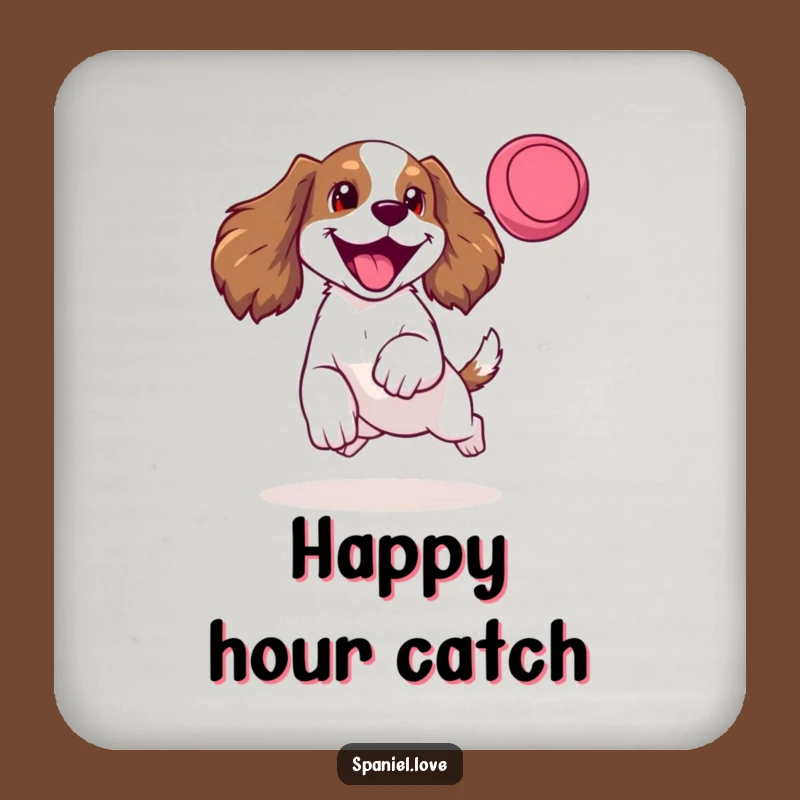 Funny Spaniel Frisbee Coasters: Protect Surfaces with Hilarious Doggy Action