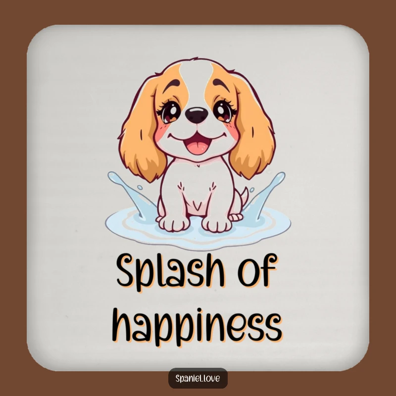 Funny Spaniel Giggling Puddle Coaster: Protect Surfaces with Cheerful Art